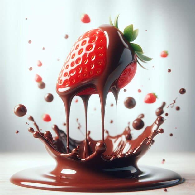 splash di fragole con cioccolato liquido