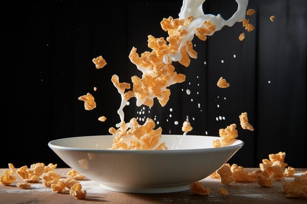 Splash di latte dinamico con cornflakes