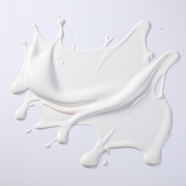Splash di latte su sfondo bianco Foto trasparente 3D con forme morbide e arrotondate
