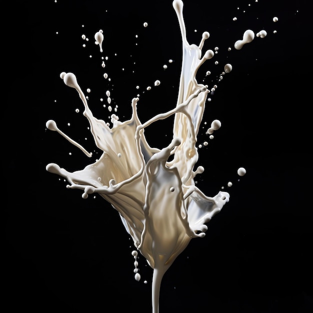 Splash di latte su sfondo nero
