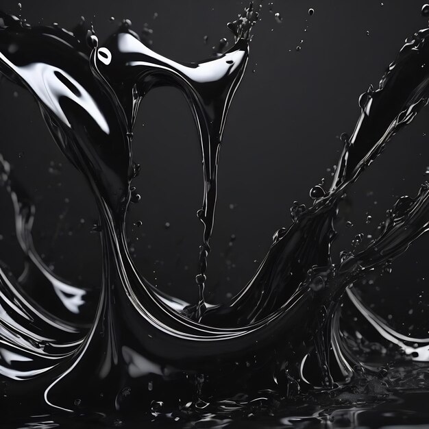 Splash di liquido nero illustrazione 3d rendering 3d