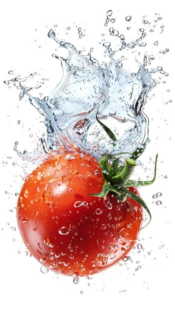 Splash di pomodoro in acqua isolato contro uno sfondo trasparente AI Generato