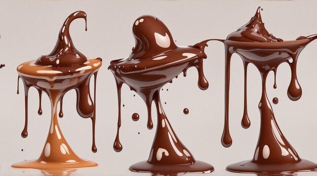 Splashes di cioccolato isolati con grandi gocce di IA generativa