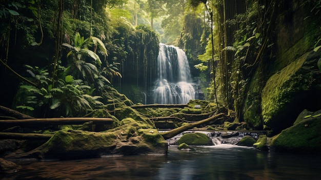 Splendida cascata nascosta nella giungla