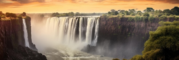 splendida cascata sullo sfondo