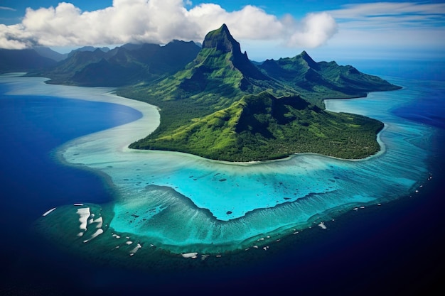 Splendida costa in stile paradiso e paesaggi da spiaggia in vista aerea con superficie dell'acqua molto limpida