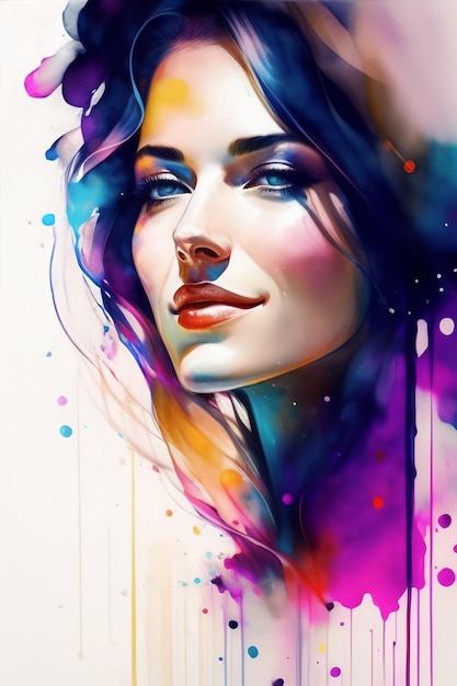 Splendida donna acquerello arte digitale pittura