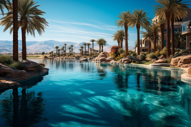 Splendida oasi immersa in una vasta distesa di deserto orlato di palme