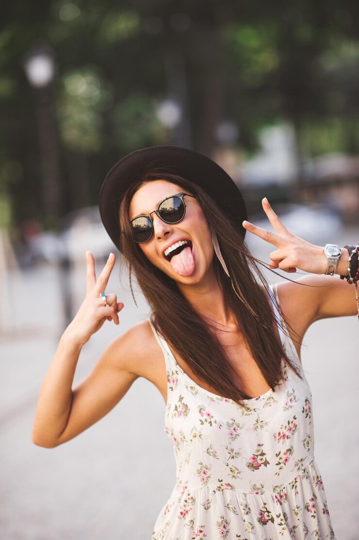 Foto splendida ragazza funky