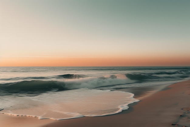 splendida vista del tramonto sulla spiaggia