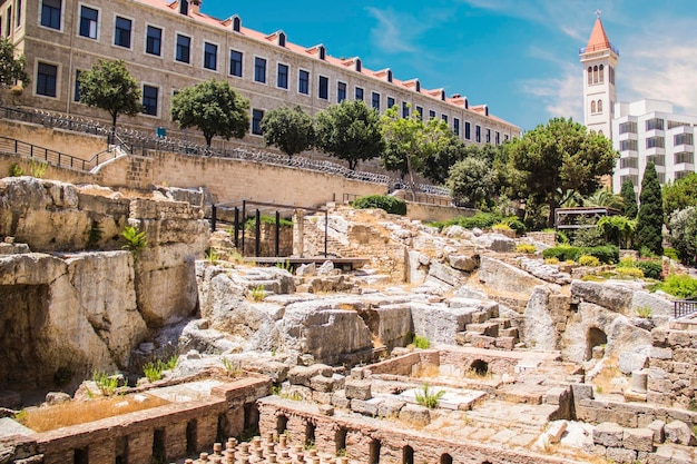 Splendida vista delle terme romane accanto al Grand Palace a Beirut, Libano