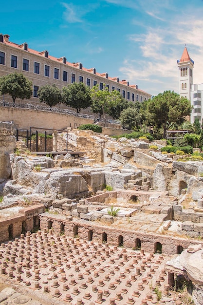 Splendida vista delle terme romane accanto al Grand Palace a Beirut, Libano