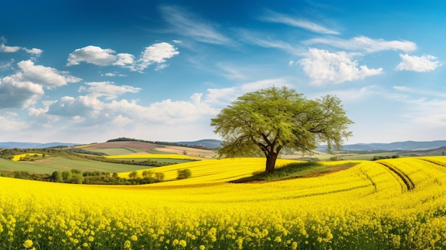 Splendida vista panoramica del paesaggio toscano con albero