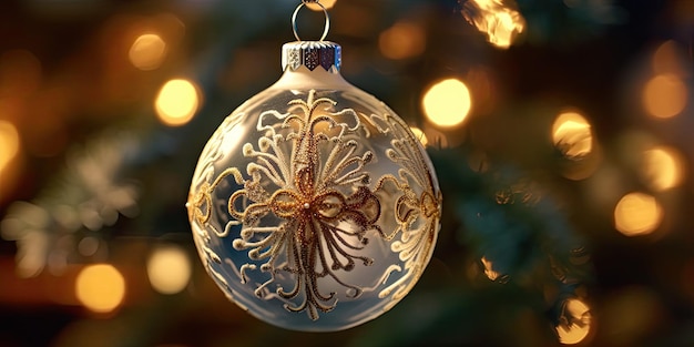 Splendide decorazioni natalizie sull'albero di natale tema natalizio ai generativo