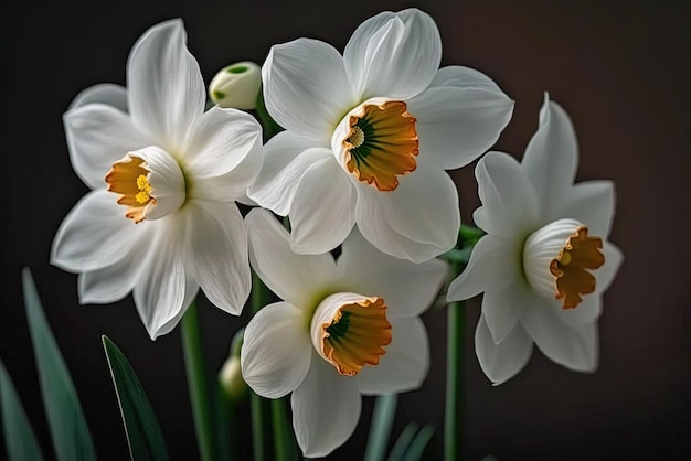 Splendide fioriture di narcisi bianchi in primo piano