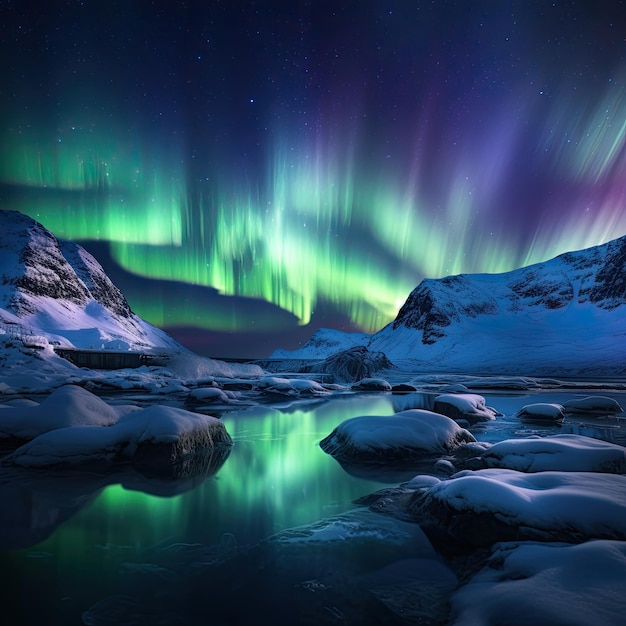 splendide viste sugli iceberg e sull'aurora boreale
