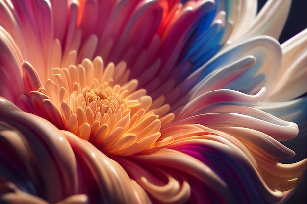 splendidi fiori multicolori di crisantemo 3d