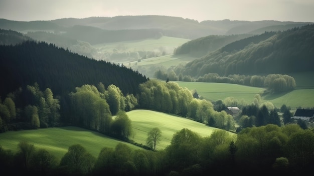 Splendidi paesaggi panoramici con montagne in Europa IA generativa