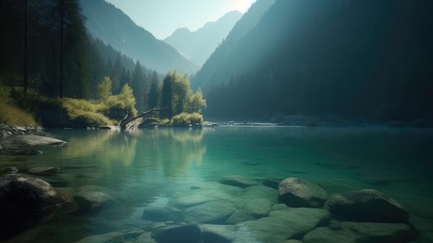 Splendidi paesaggi panoramici con montagne in Europa IA generativa