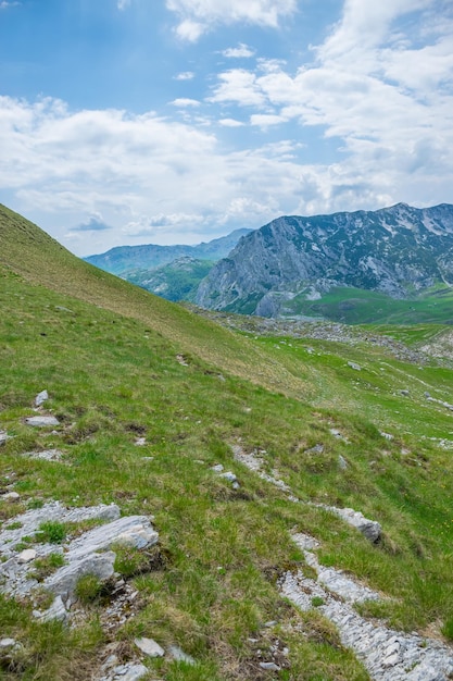 Splendidi prati verdi si estendono tra le pittoresche montagne