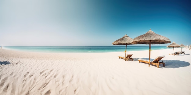 Splendidi scenari tropicali lettini Vista mare di sabbia bianca con calma e relax all'orizzonte