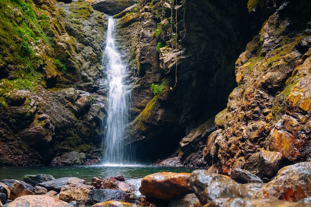 Splendido paesaggio con una cascata di montagna