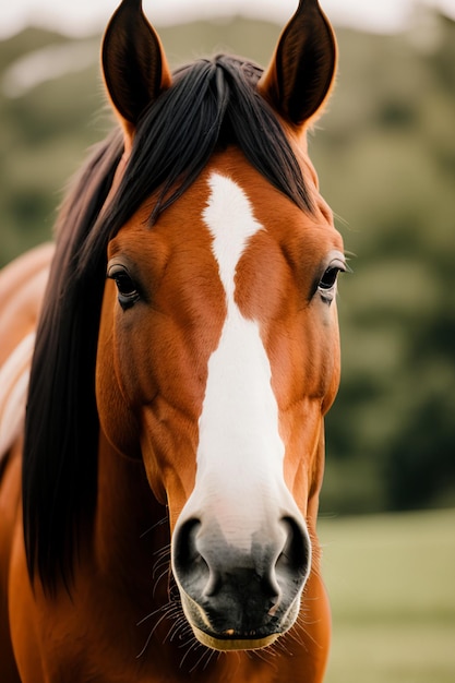 Splendido ritratto di cavallo in uno scenario naturale mozzafiato