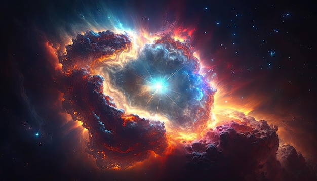 Splendido sfondo realistico di una Supernova Spazio profondo astrofotografia stellata universo cosmo spazio sfondo Generativo ai