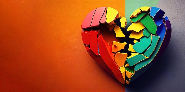Split Rainbow Heart Reflections on Challenges and Resilience in the LGBT Community Generative AI