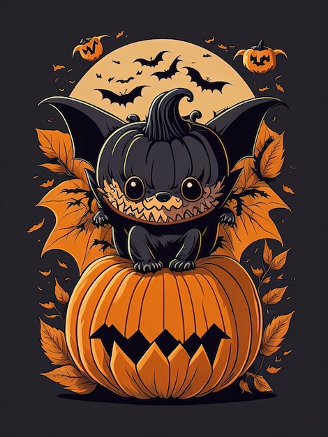 Spooky Fusion Bat Halloween e logo zucca per Tshirt