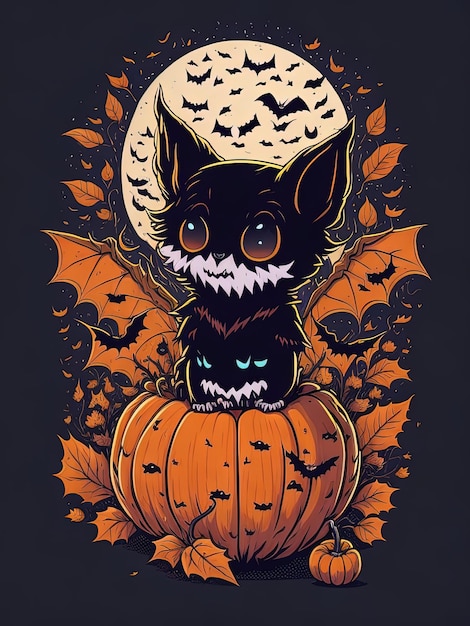 Spooky Fusion Bat Halloween e logo zucca per Tshirt