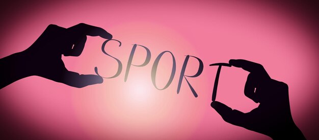 Sport mani umane che tengono parola silhouette nera