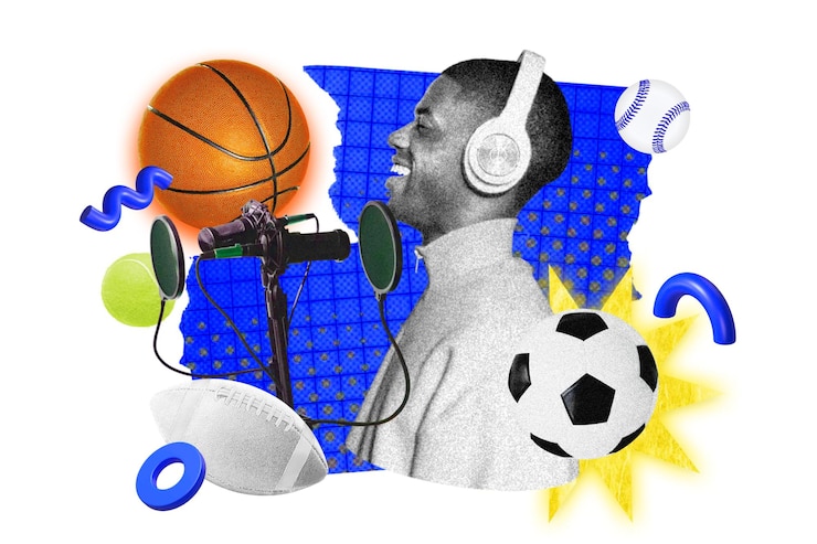 Foto sport podcast png collage remix sfondo trasparente
