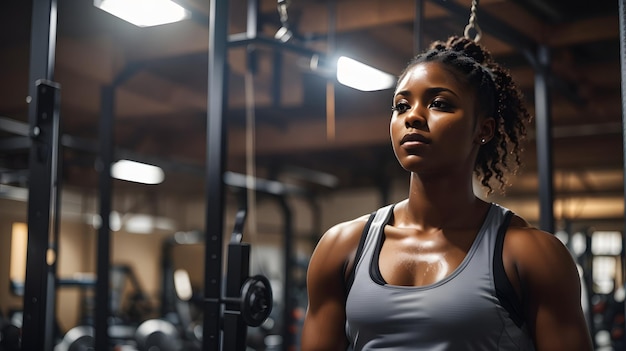 Sportista che si esercita con i manubri in palestra