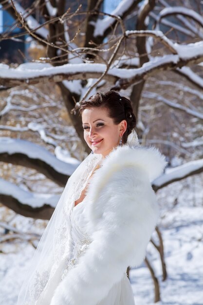 Sposa d'inverno Sposa d'inverno sullo sfondo del CentralPark di New York