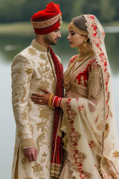 Sposa e sposo indiani in una cerimonia festiva Matrimonio indiano