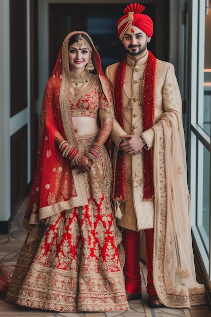 Sposa e sposo indiani in una cerimonia festiva Matrimonio indiano