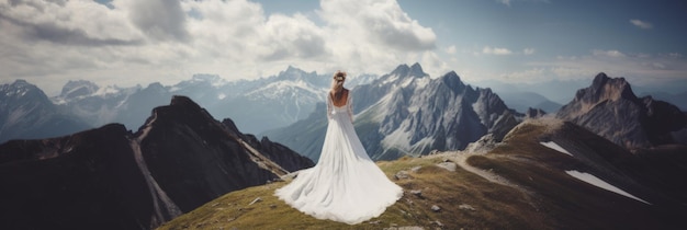 Sposa in montagna Cerimonia del giorno delle nozze