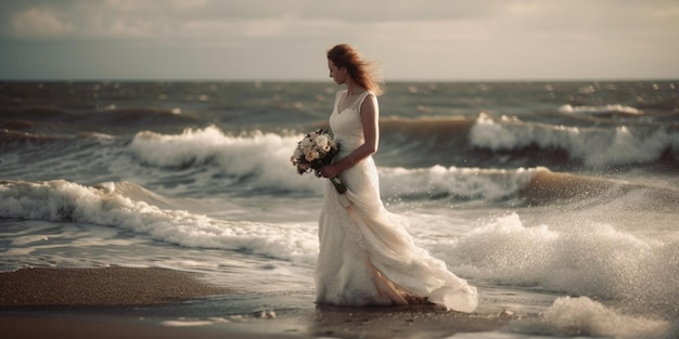 sposa in riva al mare