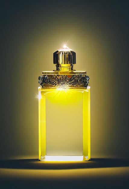Spray di profumo in una bottiglia di vetro su uno sfondo bello chiaro ed elegante Messa a fuoco selettiva 3D illustrazione