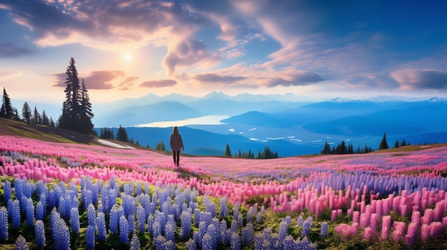 Springtime Hyacinth Hillside Bliss generato dall'AI