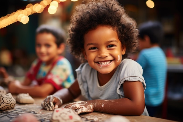 Sprinkle magic I bambini felici aggiungono un tocco di magia ai loro biscotti con sprinkle colorate che trasformano la cottura in un'esperienza magica e deliziosa