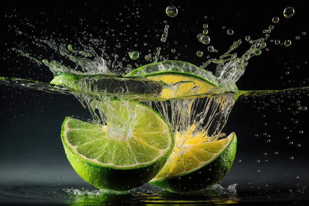 Spruzzare fette di lime con acqua