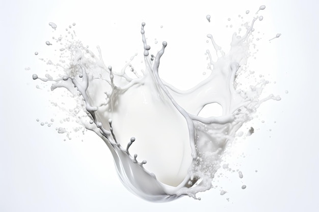 Spruzzare il latte su uno sfondo bianco
