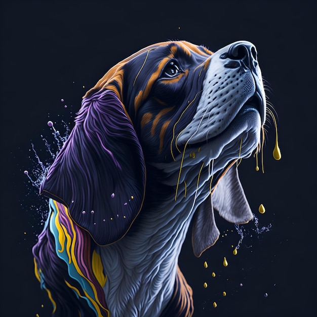 Spruzzata della pittura a olio del cane da lepre art