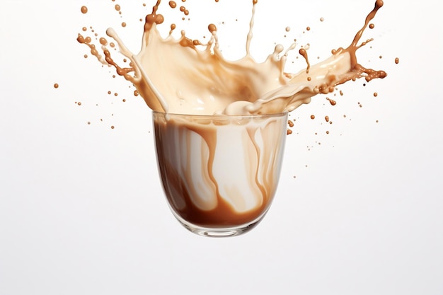 Spruzzata di cioccolato, cacao e latte tramite generatore di intelligenza artificiale