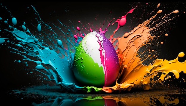 Spruzzata di colori dell'uovo di Pasqua IA generativa