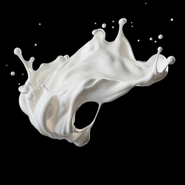 Spruzzata di latte bianco o crema isolata su sfondo nero