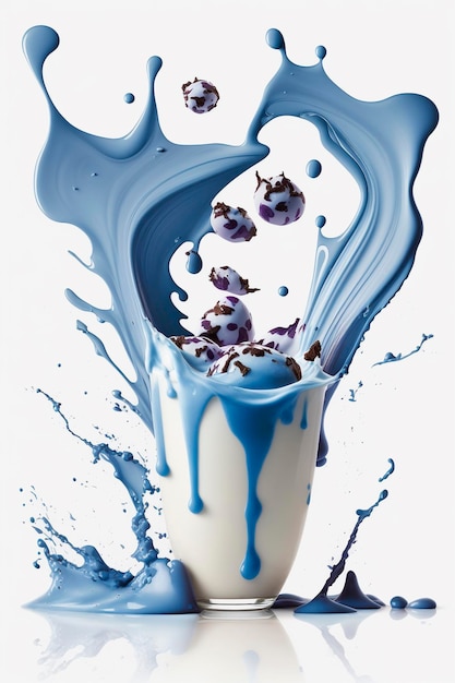 Spruzzata di latte o yogurt su sfondo bianco Generativo Ai