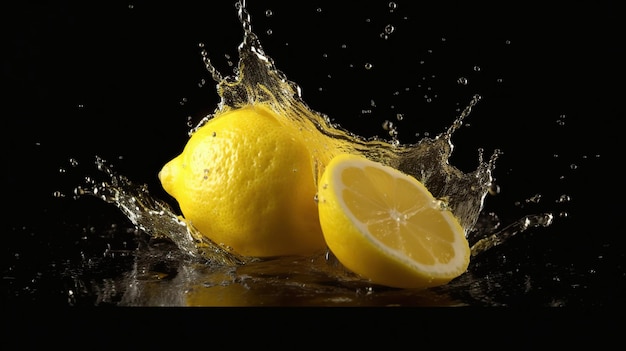 spruzzata di limone fetta di limone fotografia di mezzo limone